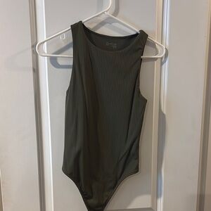 Chic Olive Ribbed Bodysuit